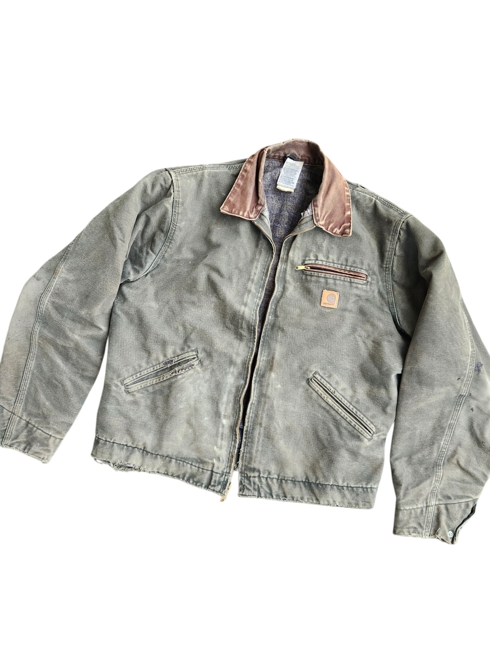 Vintage Carhartt Blanket Lined Detroit Jacket Moss J97 MOS Size Large Tall